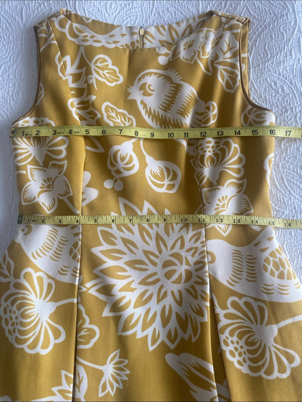 CUSTOM 1950 Yellow Floral Fit & Flare Dress with Satin Slip & Hidden Pockets SzM - Picture 14 of 16